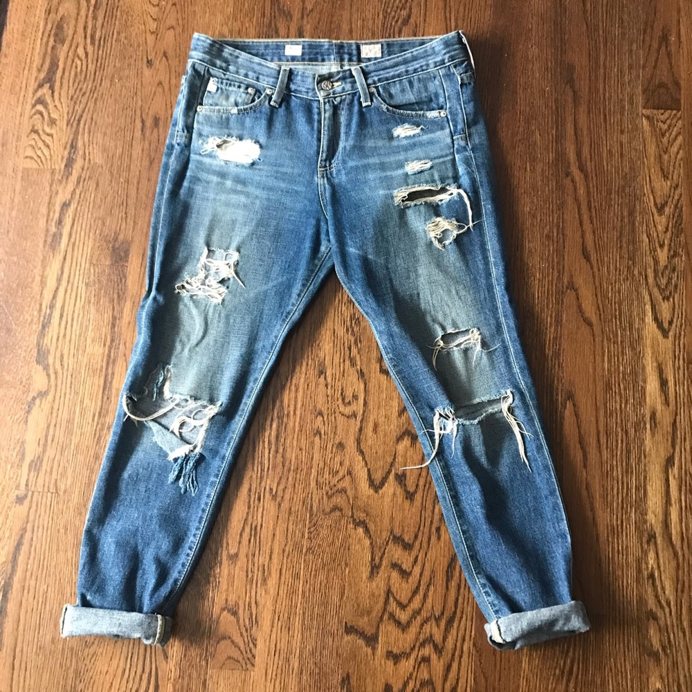 AG Distressed Beau Slouch Skinny Jeans